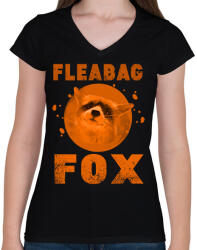 printfashion FLEABAG FOX2 - Női V-nyakú póló - Fekete (2800591)