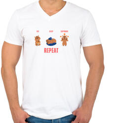 printfashion Eat sleep capybara - repeat - Férfi V-nyakú póló - Fehér (14204702)
