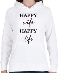 printfashion Happy Wife 2 - Női kapucnis pulóver - Fehér (14850232)
