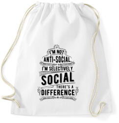 printfashion Nem vagyok antiszociális - Sportzsák, Tornazsák - Fehér (148598)