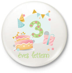 printfashion Díszes születésnapi minta - Kitűző, hűtőmágnes - Fehér (6239326)