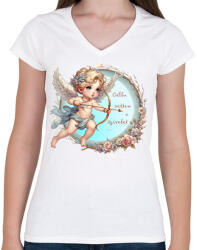 printfashion Célba vettelek - Női V-nyakú póló - Fehér (15548015)