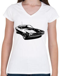 printfashion autó - Női V-nyakú póló - Fehér (11651486)