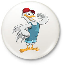 printfashion Farmer Chicken - Kitűző, hűtőmágnes - Fehér (3077331)