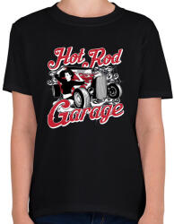 printfashion Amerikai Hot Rod Garázs - Gyerek póló - Fekete (804720)