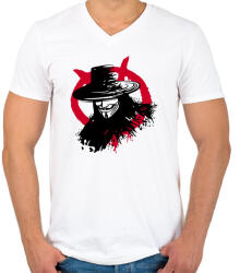 printfashion Vendetta - Férfi V-nyakú póló - Fehér (4211192)