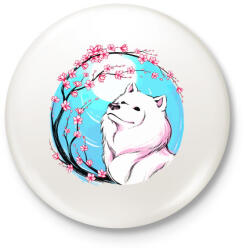 printfashion Samoyed, szamojéd - Kitűző, hűtőmágnes - Fehér (4616119)