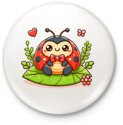 printfashion Cute Ladybug - Kitűző, hűtőmágnes - Fehér (15960100)