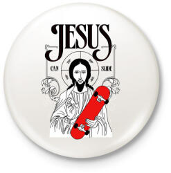 printfashion Jesus can slide - Kitűző, hűtőmágnes - Fehér (3074733)