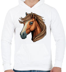 printfashion Ló - Férfi kapucnis pulóver - Fehér (15780030)