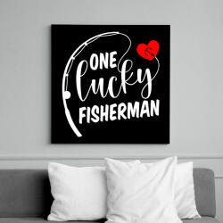 printfashion Horgász páros -egy szerencsés horgász 2 - Vászonkép - Fekete (6661309)