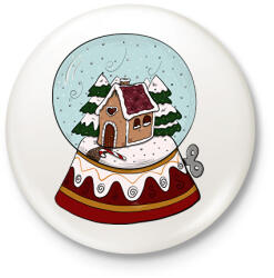 printfashion Karácsonyi hógömb - Kitűző, hűtőmágnes - Fehér (14754348)