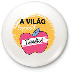 printfashion A világ legjobb tanára - Almás minta - Kitűző, hűtőmágnes - Fehér (6506808)