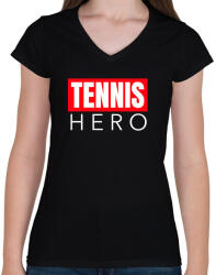 printfashion TENNIS HERO - Női V-nyakú póló - Fekete (11508669)