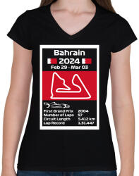 printfashion Bahrain Grand Prix 2024 - Női V-nyakú póló - Fekete (15669878)