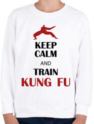 printfashion Keep calm - Kung fu - Gyerek pulóver - Fehér (7566502)