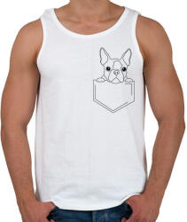 printfashion Rajzolt Boston terrier zsebben - Férfi atléta - Fehér (7097513)