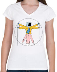 printfashion Leonardo napjainkban - Női V-nyakú póló - Fehér (2115837)