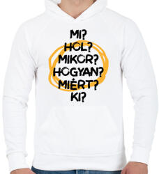 printfashion Újságíró kérdések - Férfi kapucnis pulóver - Fehér (10433422)