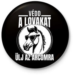 printfashion Védd a lovakat! - Kitűző, hűtőmágnes - Fekete (14819551)