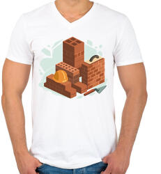 printfashion Kőműves - Férfi V-nyakú póló - Fehér (14273496)