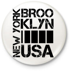 printfashion New York Brooklyn USA - Kitűző, hűtőmágnes - Fehér (4382888)
