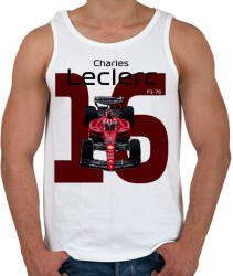 printfashion Charles Leclerc 16 autóversenyző - fekete felirat - Férfi atléta - Fehér (16041499)