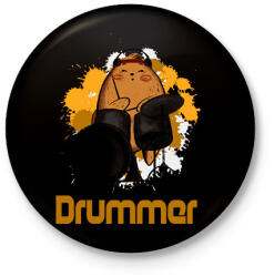 printfashion drummer - Kitűző, hűtőmágnes - Fekete (15930626)