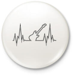 printfashion Szívritmus gitár - Kitűző, hűtőmágnes - Fehér (3077756)
