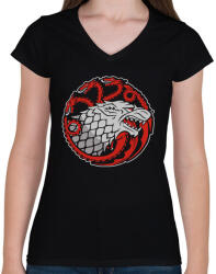 printfashion Stargaryen - Női V-nyakú póló - Fekete (1503226)