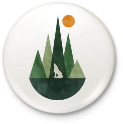 printfashion Farkas és a hegyek 4 - Kitűző, hűtőmágnes - Fehér (5234226)