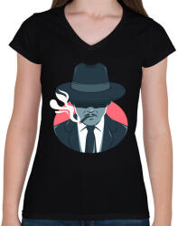 printfashion Maffia vezér - Női V-nyakú póló - Fekete (4993333)