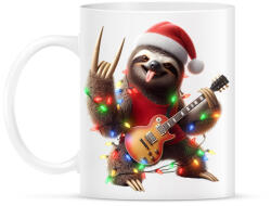 printfashion Vicces karácsonyi gitáros rocker party lajhár - Bögre - Fehér (15259179)