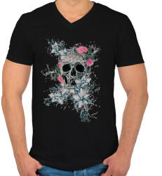 printfashion tavaszikoponya - Férfi V-nyakú póló - Fekete (7318783)