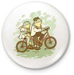 printfashion Biciklis békák - Kitűző, hűtőmágnes - Fehér (12082358)