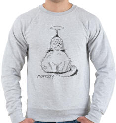 printfashion Hétfő cica - Férfi pulóver - Sport szürke (14226212)