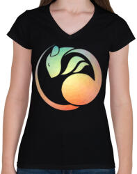 printfashion Geometrikus patkány - Női V-nyakú póló - Fekete (13465823)