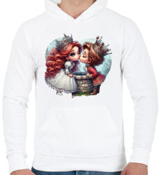 printfashion Szerelmes puszi - Férfi kapucnis pulóver - Fehér (15629702)