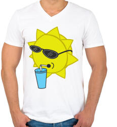 printfashion Nyár - Férfi V-nyakú póló - Fehér (5153082)