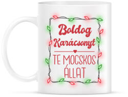printfashion Boldog Karácsonyt te mocskos állat - Bögre - Fehér (11280154)