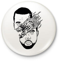 printfashion Kanye West - Kitűző, hűtőmágnes - Fehér (3088878)