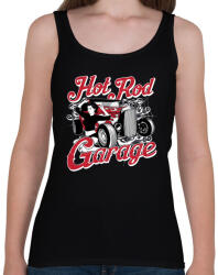 printfashion Amerikai Hot Rod Garázs - Női atléta - Fekete (804673)