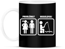 printfashion Horgászat - probléma megoldva - Bögre - Fekete (1226190)