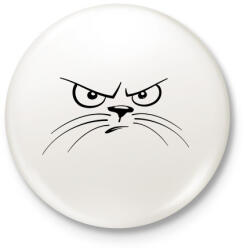 printfashion Macska fej szigorúan néz - Kitűző, hűtőmágnes - Fehér (4136457)