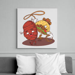 printfashion Burger cowboy - Vászonkép - Fehér (6641038)