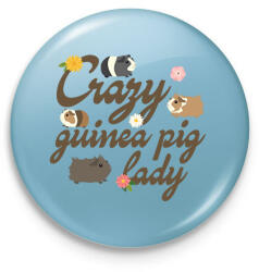 printfashion Őrült tengerimalacos hölgy - Kitűző, hűtőmágnes - Világoskék (14475471)