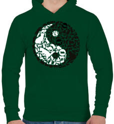 printfashion YinYang macskák - Férfi kapucnis pulóver - Sötétzöld (393791)