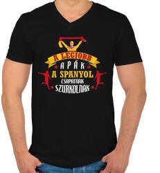printfashion Spanyol csapat - Férfi V-nyakú póló - Fekete (10856394)