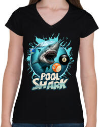 printfashion Pool Shark 2 - Női V-nyakú póló - Fekete (11870991)