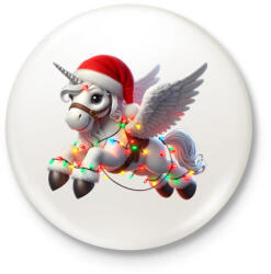 printfashion Karácsonyi Unikornis / Pegazus / póni - Kitűző, hűtőmágnes - Fehér (15238986)